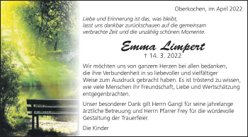 Traueranzeige von Emma Limpert von Schwäbische Post