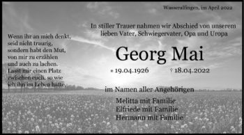 Traueranzeige von Georg Mai von Schwäbische Post