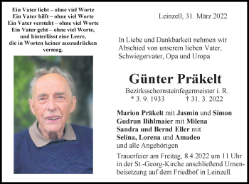 Traueranzeige von Günter Präkelt