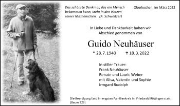 Traueranzeige von Guido Neuhäuser von Schwäbische Post