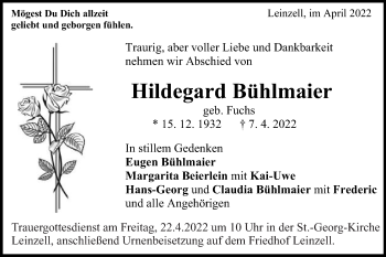 Traueranzeige von Hildegard Bühlmaier