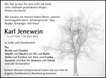 Traueranzeige von Karl Jenewein von Gmünder Tagespost
