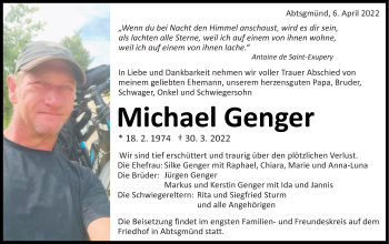 Traueranzeige von Michael Genger von Schwäbische Post