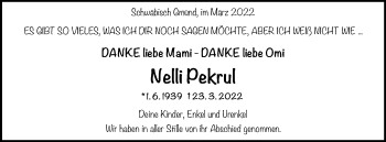 Traueranzeige von Nelli Pekrul von Gmünder Tagespost