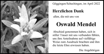 Traueranzeige von Oswald Mendel