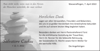 Traueranzeige von Salvatore Cadau von Schwäbische Post