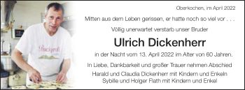 Traueranzeige von Ulrich Dickenherr von Schwäbische Post