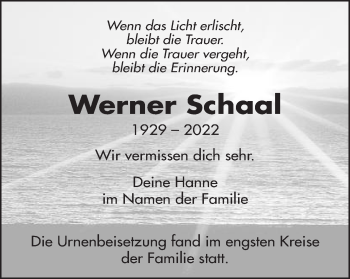 Traueranzeige von Werner Schaal von Schwäbische Post