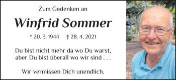 Traueranzeige von Winfrid Sommer von Schwäbische Post