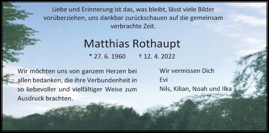 Traueranzeige von Matthias Rothaupt von Gmünder Tagespost