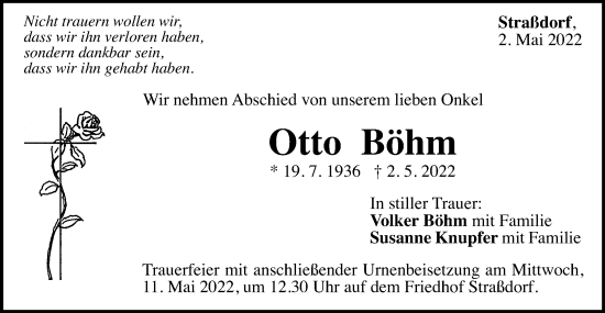 Traueranzeige von Otto Böhm von Gmünder Tagespost