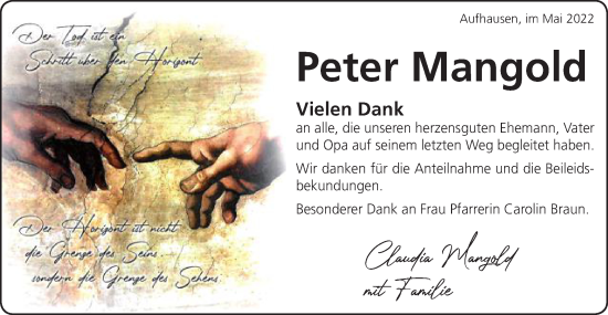 Traueranzeige von Peter Mangold von Schwäbische Post