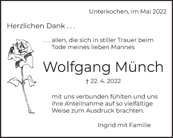 Traueranzeige von Wolfgang Münch von Schwäbische Post