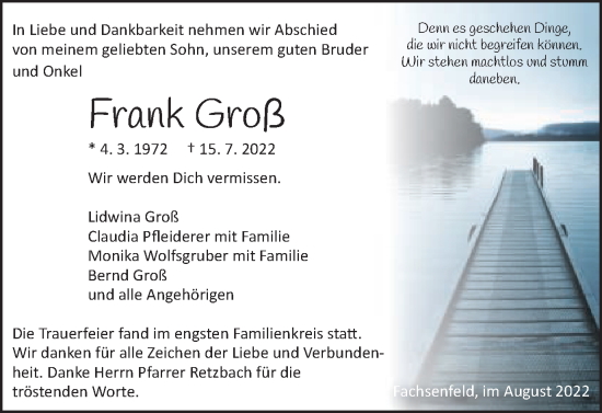 Traueranzeige von Frank Groß von Schwäbische Post