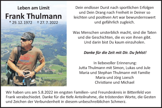 Traueranzeige von Frank Thulmann von Gmünder Tagespost