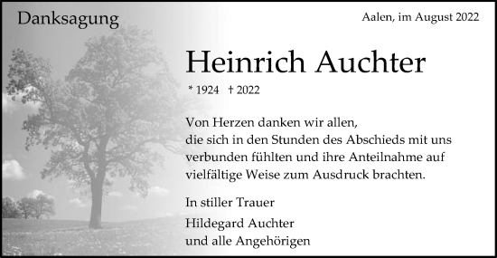 Traueranzeige von Heinrich Auchter von Schwäbische Post