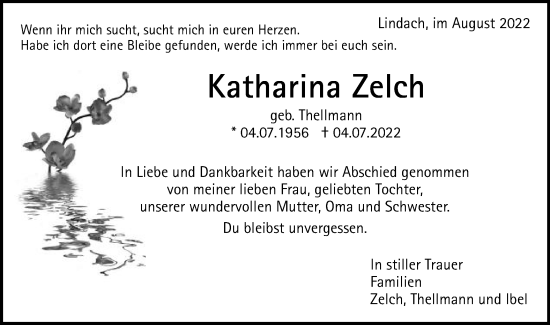 Traueranzeige von Katharina Zelch von Gmünder Tagespost