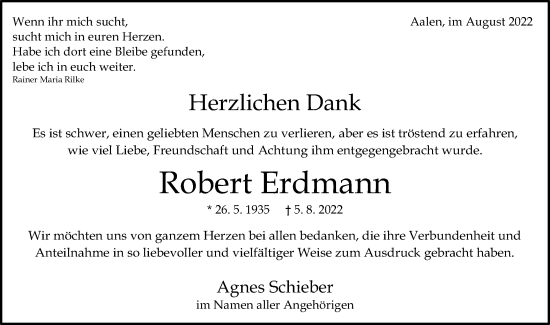 Traueranzeige von Robert Erdmann von Schwäbische Post