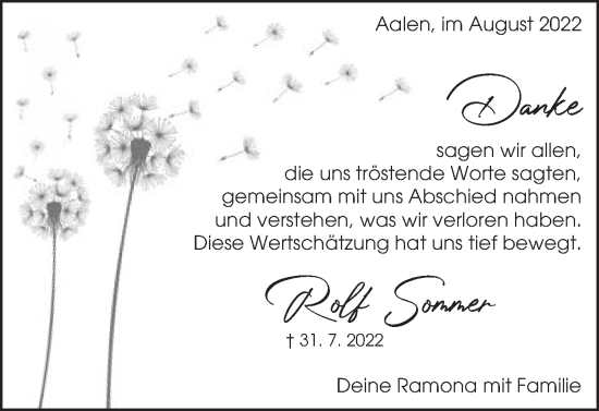 Traueranzeige von Rolf Sommer von Schwäbische Post