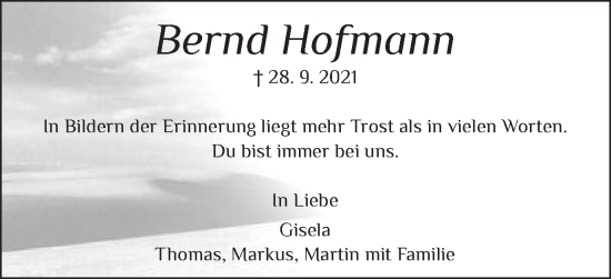Traueranzeige von Bernd Hofmann von Schwäbische Post