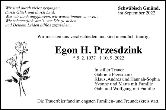 Traueranzeige von Egon H. Przesdzink