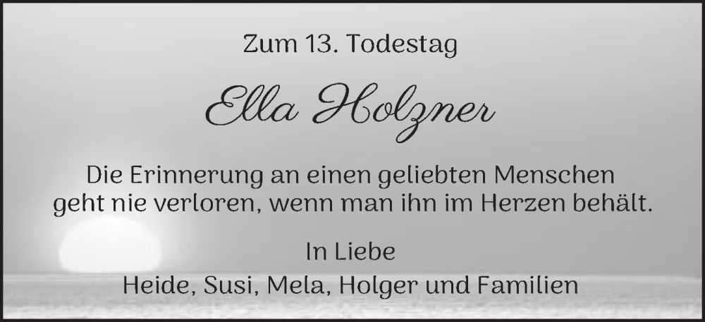  Traueranzeige für Ella Holzner vom 08.09.2022 aus Schwäbische Post