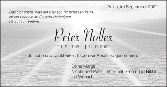 Traueranzeige von Peter Noller von Schwäbische Post