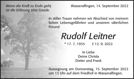 Traueranzeige von Rudolf Leitner von Schwäbische Post