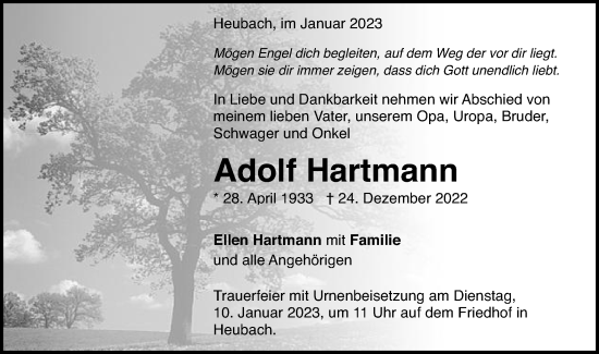 Traueranzeige von Adolf Hartmann von Gmünder Tagespost