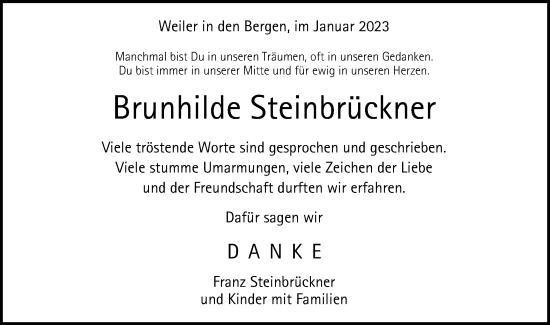 Traueranzeige von Brunhilde Steinbrückner