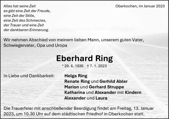 Traueranzeige von Eberhard Ring von Schwäbische Post