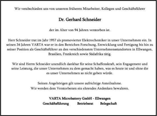 Traueranzeige von Gerhard Schneider von Schwäbische Post