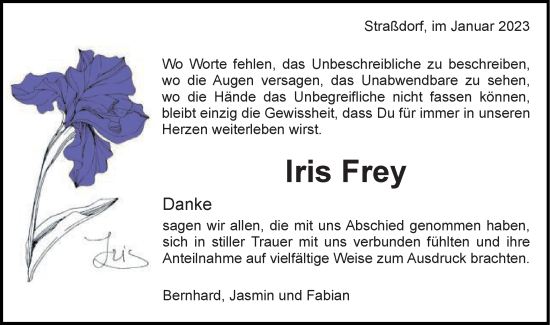 Traueranzeige von Iris Frey von Gmünder Tagespost