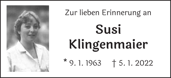 Traueranzeige von Susi Klingenmaier von Gmünder Tagespost