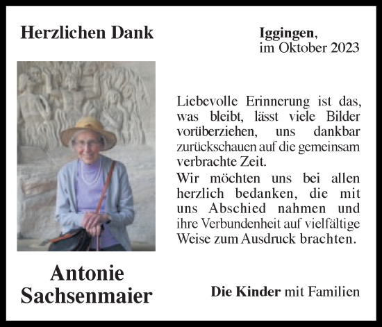 Traueranzeige von Antonie Sachsenmaier von Gmünder Tagespost