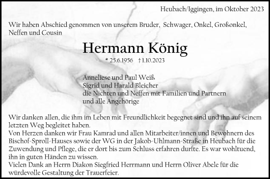 Traueranzeige von Hermann König von Gmünder Tagespost