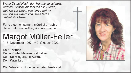 Traueranzeige von Margot Müller-Feiler von Schwäbische Post