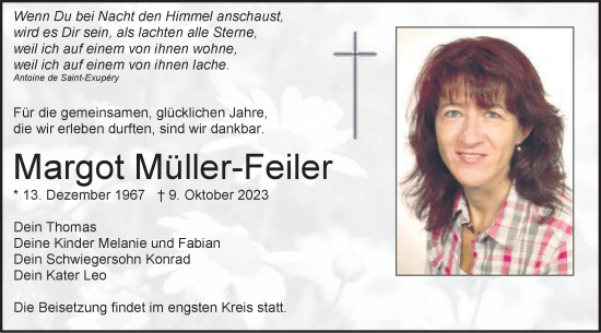 Traueranzeige von Margot Müller-Feiler