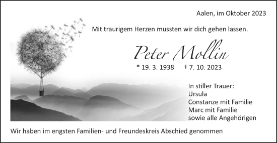 Traueranzeige von Peter Mollin von Schwäbische Post