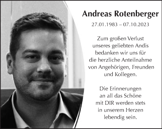Traueranzeige von Andreas Rotenberger von Schwäbische Post