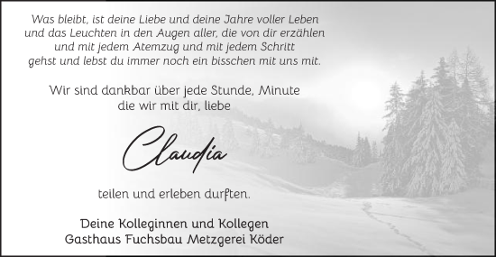 Traueranzeige von Claudia  von Schwäbische Post