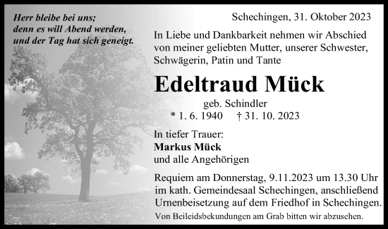 Traueranzeige von Edeltraud Mück