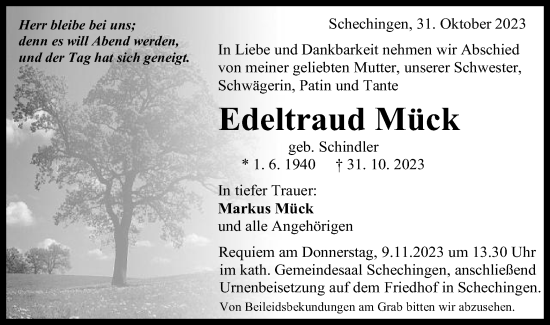 Traueranzeige von Edeltraud Mück von Gmünder Tagespost