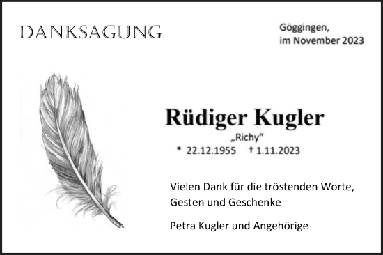 Traueranzeige von Rüdiger Kugler