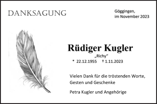 Traueranzeige von Rüdiger Kugler von Gmünder Tagespost