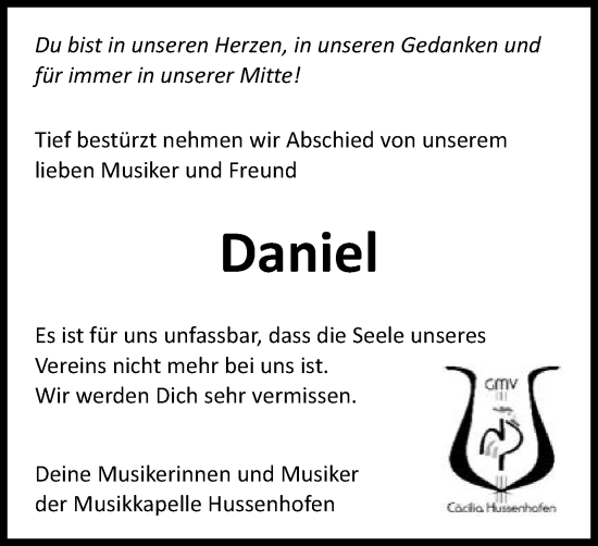Traueranzeige von Daniel  von Gmünder Tagespost