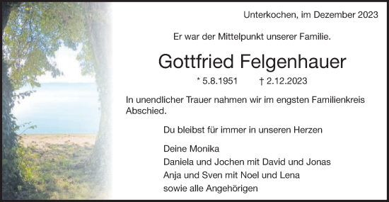 Traueranzeige von Gottfried Felgenhauer von Schwäbische Post