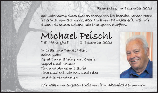 Traueranzeige von Michael Peischl von Gmünder Tagespost