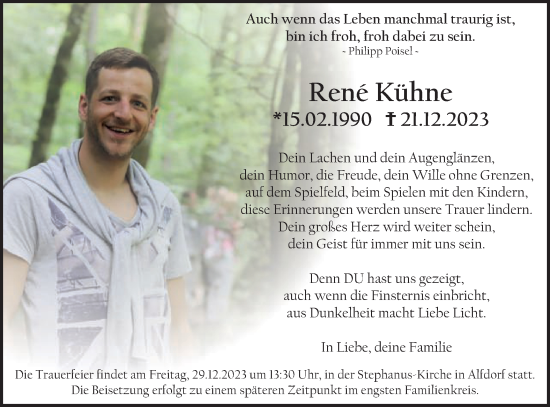 Traueranzeige von Rene Kühne