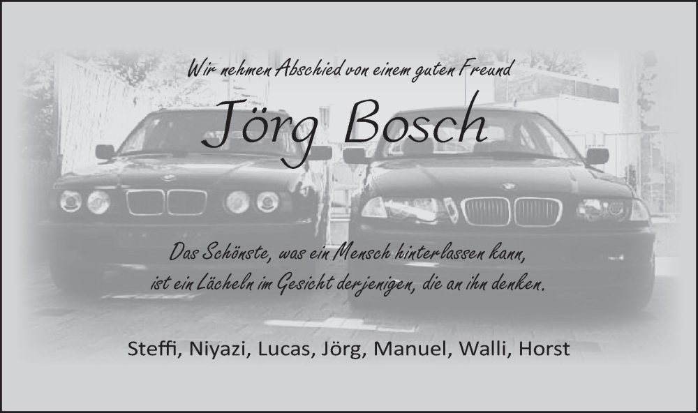  Traueranzeige für Jörg Bosch vom 18.02.2023 aus Schwäbische Post